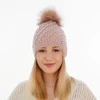 Wintermütze Damen mit Bommel Cremefarben Kaskada
