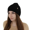 Herbst und Wintermütze Damen, schwarz, mit Merinowolle und Kaschmir, Alineta