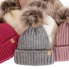 Wintermütze Damen mit Bommel Cremefarben Europa