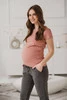 Bauch-Umstandsbluse mit kurzen Ärmeln Teerose