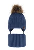 Winterset für Jungen: Mütze und Schlauchschal mit Bommel in Blau Indigo