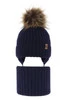 Winterset für Jungen: Mütze und Schlauchschal aus 100% extrafeiner Merinowolle in Navy Blau Juno