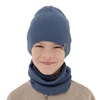 Herbst und Frühlingsset Jungen: Mütze und Schlauchschal, mit Baumwolle, blau, Lucer