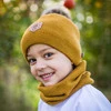 Winterset Jungen: Mütze und Schlauchschal mit Bommel Burgunder Apolin