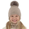 Winterset Mädchen: Mütze und Schlauchschal aus 100% extrafeiner Merinowolle, gefüttert mit Wollfleece in Beige Martina