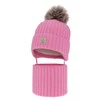 Winterset Mädchen: Mütze und Schlauchschal aus 100% extrafeiner Merinowolle, gefüttert mit Wollfleece in Rosa Martina