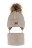 Winterset für Jungen: Mütze und Schlauchschal mit Bommel in Beige Eger