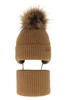 Winterset für Jungen: Mütze und Schlauchschal mit Bommel in Camel Bergo