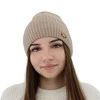 Damen-Wintermütze, beige, mit Merinowolle Shila