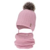 Winterset Mädchen: Mütze und Schlauchschal mit Merinowolle, Rosa, Muanda