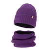 Winterset für Mädchen: Mütze und Schlauchschal aus Merinowolle in Violett Peggy