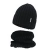 Winterset Jungen: Mütze und Schlauchschal, schwarz, mit Merinowolle, Fleecefutter, Banasko