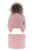 Winterset Mädchen: Mütze und Schlauchschal aus 100% extrafeiner Merinowolle in Rosa Junika