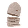 Winterset für Jungen: Mütze und Schlauchschal aus Merinowolle in Beige Palermo