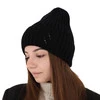 Wintermütze Damen 100% extrafeine Merinowolle Schwarz Ariga