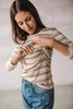  Umstands- und Stillbluse Milk Shirt, 7/8-Ärmel, grün gestreift