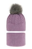 Winterset Mädchen: Mütze und Schlauchschal mit Bommel Violett Etula
