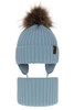 Winterset Jungen: Mütze und Schlauchschal mit Bommel Light Blau Puzel