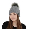 Wintermütze Damen mit Bommel Grau Xena