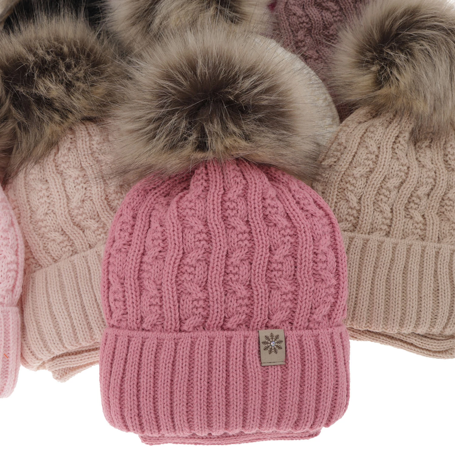 Winterset Mädchen: Mütze und Schlauchschal mit Bommel Rosa Pretoria
