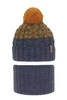 Winterset Jungen: Mütze und Schlauchschal mit Bommel Blau Travis