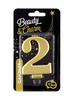 Świeczka B&C cyferka "0" - Gold glitter
