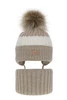 Winterset Mädchen: Mütze und Schlauchschal mit Bommel Beige Riviera
