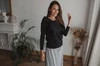  Milky Waves Stillbluse mit langen Ärmeln, schwarz