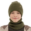 Herbst und Frühlingsset Jungen: Mütze und Schlauchschal 100% extrafeine Merinowolle Grau Lemas