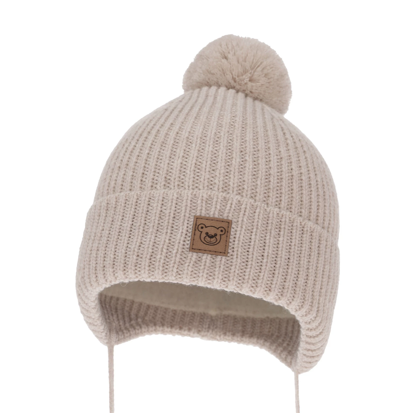 Wintermütze Jungen 100% extrafeine Merinowolle, gefüttert mit Wollfleece Beige Tacco