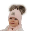 Winterset Mädchen: Mütze und Schal mit zwei Bommeln Beige Jazz