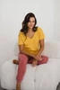 Umstands- und Stillbluse M-Shirt V-Ausschnitt, gelb