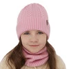 Winterset Mädchen: Mütze und Schlauchschal aus 100% extrafeiner Merinowolle in Rosa Jenny
