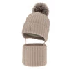 Winterset Mädchen: Mütze und Schlauchschal aus 100% extrafeiner Merinowolle, gefüttert mit Wollfleece in Beige Martina