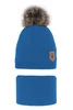 Winterset Jungen: Mütze und Schlauchschal mit Bommel Blau Apolin