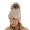 Wintermütze Damen mit Bommel Burgunder Laona