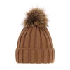 Wintermütze Damen mit Bommel camel Mokka
