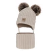 Winterset für Jungen: Mütze und Schlauchschal mit zwei Bommeln Beige Orange