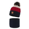 Winterset für Jungen: Mütze und Schlauchsch mit Bommel in Navy Blau Luxor