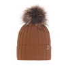 Wintermütze Damen mit Bommel Braun Loara