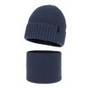 Mütze und Schlauchschal für Jungen, Winterset, 100% Merinowolle, mit Merinowollfutter, Blau Harbin