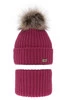 Winterset Mädchen: Mütze und Schlauchschal mit Bommel Rosa Willow