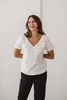 Umstands- und Stillbluse M-Shirt V-Ausschnitt, cremeweiß