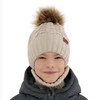 Winterset für Jungen: Mütze und Schlauchsch mit Bommel in Beige Cent
