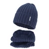 Winterset Jungen: Mütze und Schlauchschal, blau, mit Merinowolle, Fleecefutter, Banasko