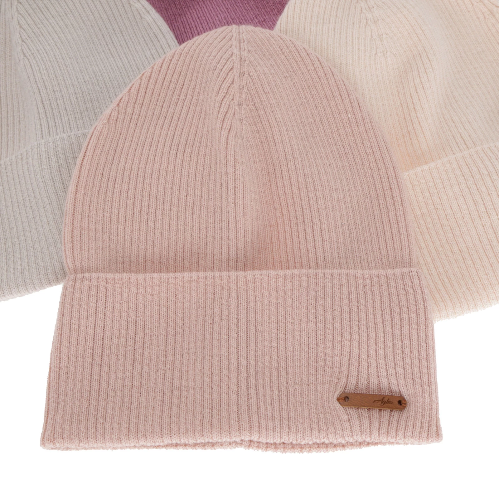 Herbst und Wintermütze Damen, hellrosa, 100% Merinowolle, Flerra