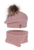 Winterset Mädchen: Mütze und Schal mit Bommel Rosa Elif