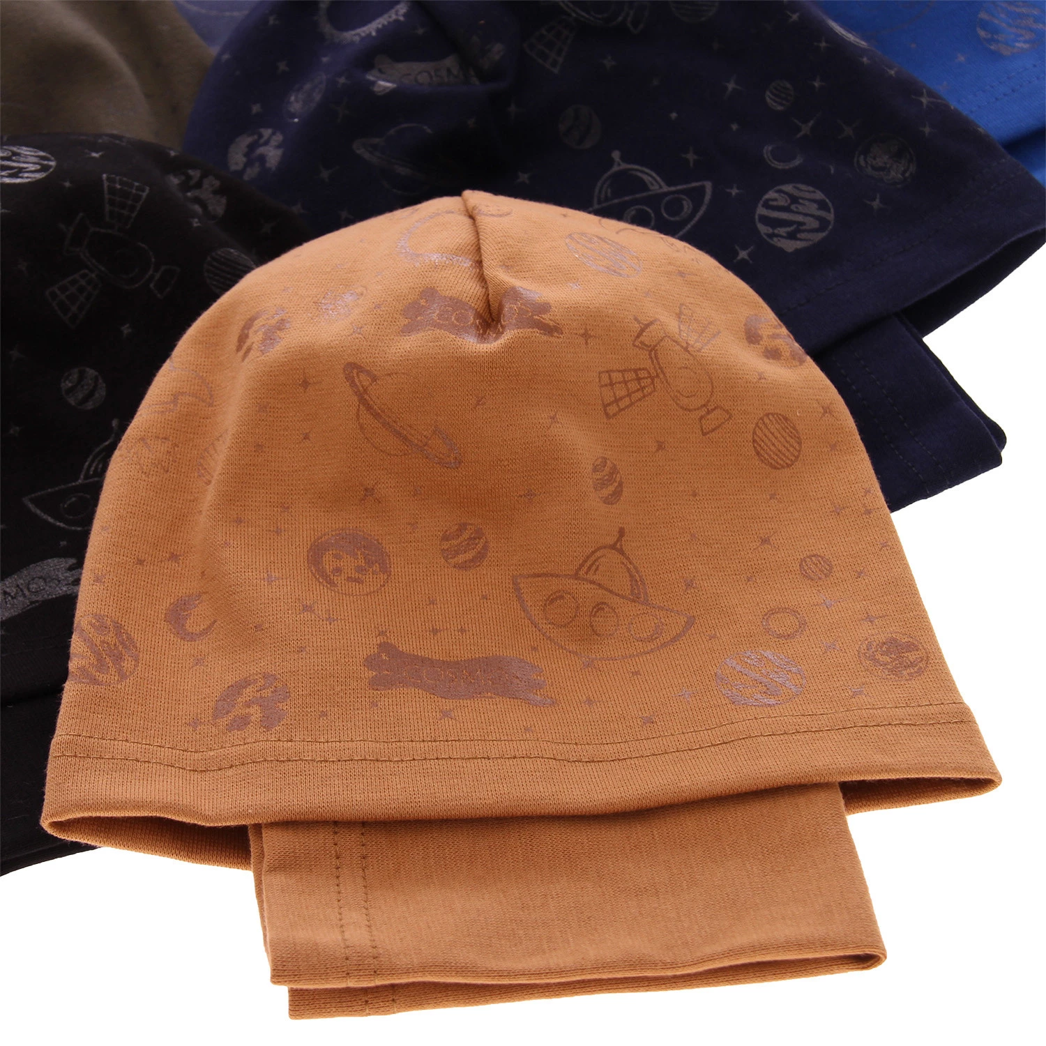 Herbst und Frühlingsset Jungen: Mütze und Schlauchschal Blau Kosmos