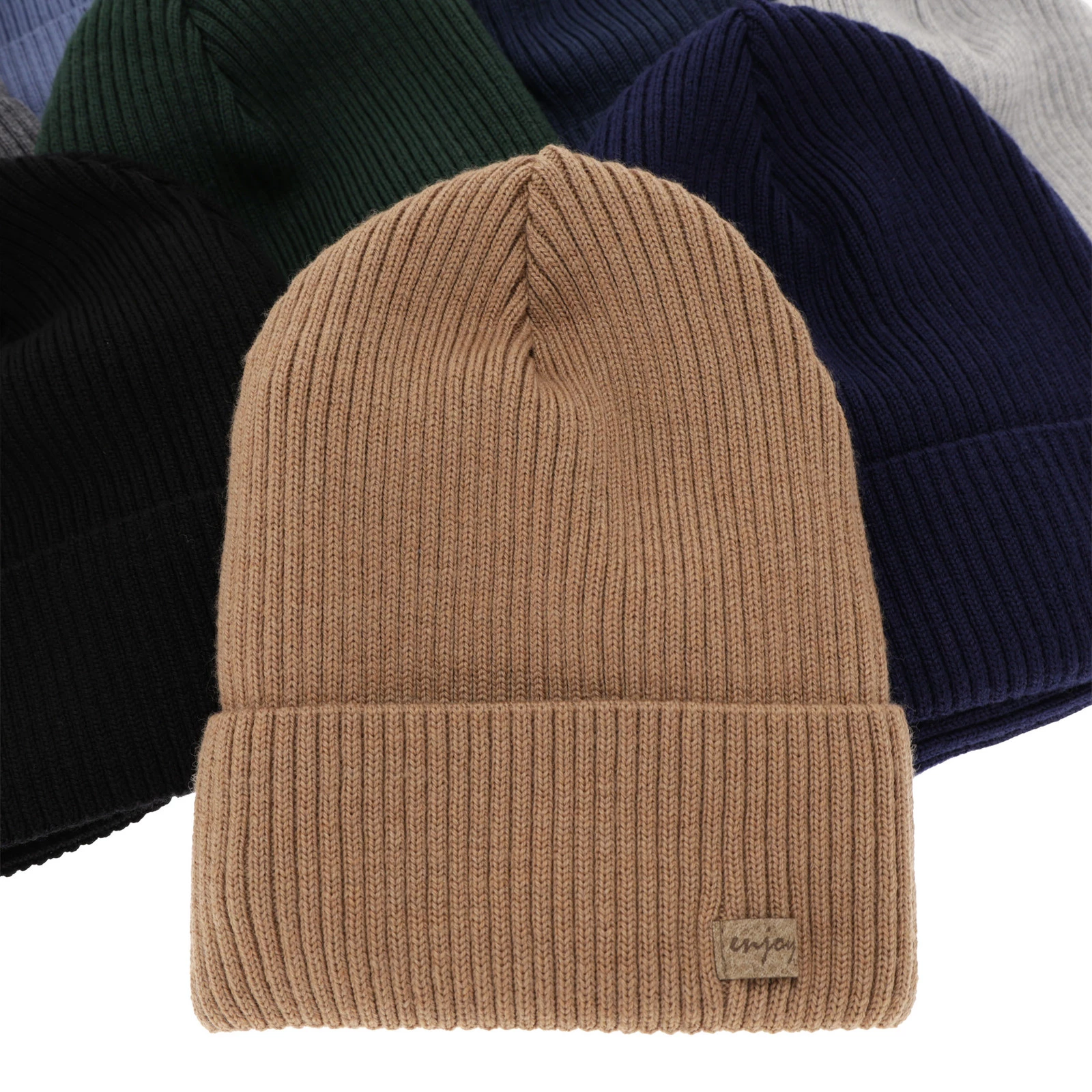 Herbst und Frühlingsset Jungen: Mütze und Schlauchschal 100% extrafeine Merinowolle Blau Intro