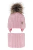 Winterset Mädchen: Mütze und Schlauchschal aus 100% extrafeiner Merinowolle in Rosa Junika